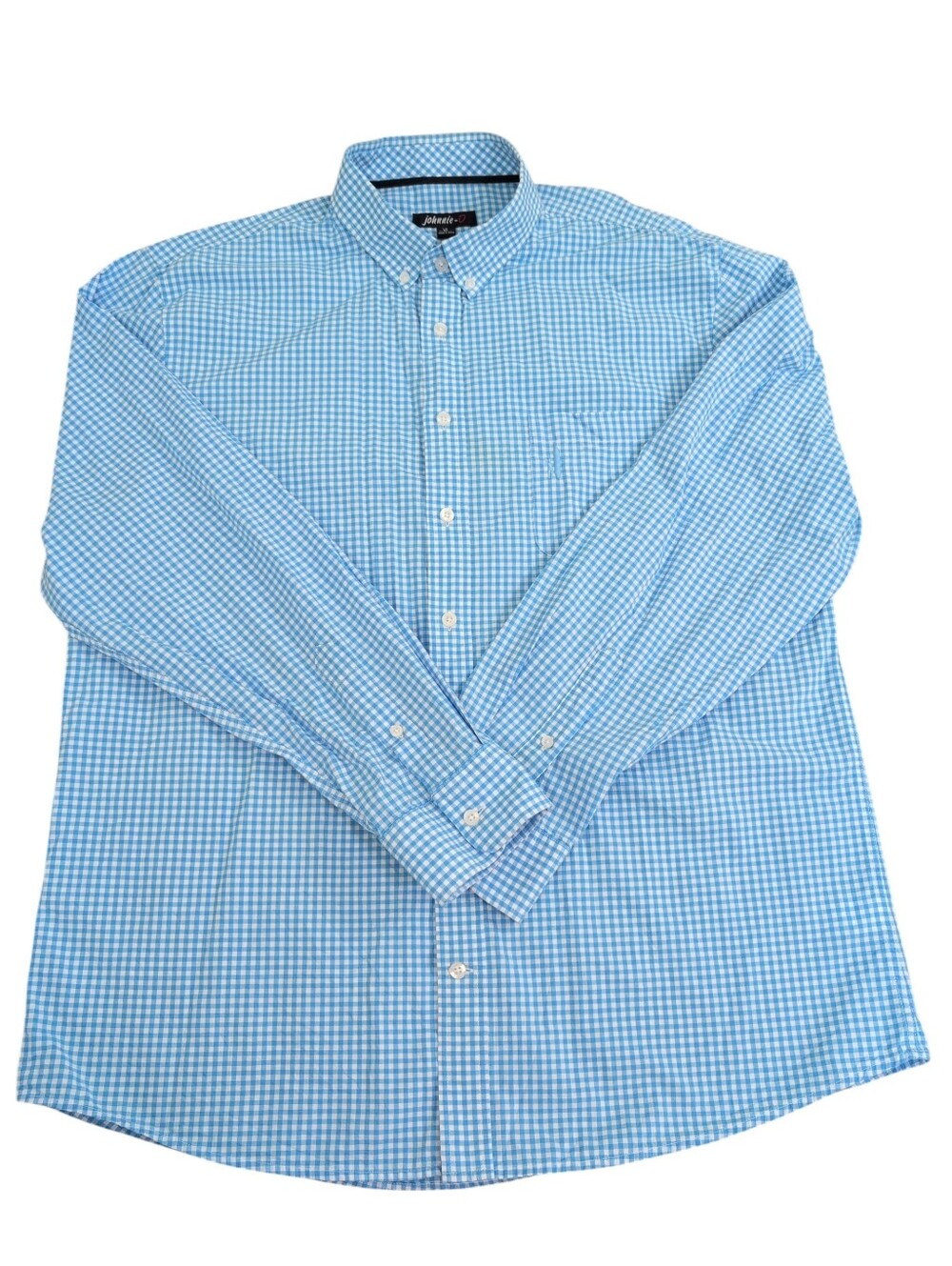 Johnnie-O Long Sleeve Button Down Shirt, Blue Checkered, Men's XL